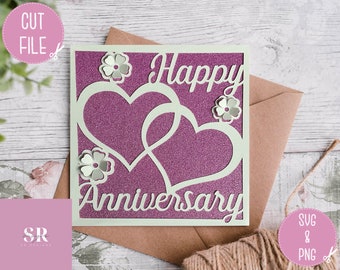 SVG: ‘pop up’/ 3D Happy anniversary card. Celebration. Wedding svg. Anniversary card svg. Pop up flowers. 3d flowers. Pop up SVG