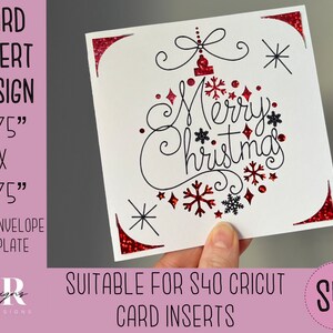 SVG: Weihnachtliche Einlegekarte. Cricut S40 Einlegekarte. Weihnachtskarte svg. Quadratische Weihnachtskarte. Weihnachtskartenschablone und Umschlag.