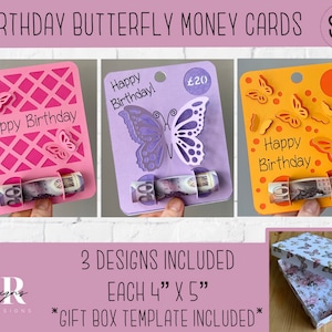 SVG: pacchetto di biglietti di compleanno. Cricut Joy amichevole. Taglia e disegna il design delle carte. Pacchetto di possessori di denaro. Biglietto di compleanno svg. Money card svg.