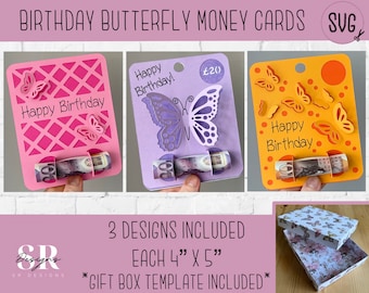 SVG: Birthday money card bundle. Cricut Joy friendly. Cut and draw card design. Money holder bundle. Birthday card svg. Money card svg.