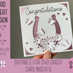 SVG: Glückwunsch Einlagekarte. Cricut S40 Einlegekarte. Hochzeitstagskarte svg. Quadratische Verlobungskarte. Hochzeitskarte Vorlage und Briefumschlag.