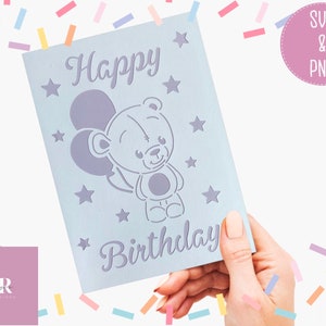 SVG: Geburtstagskarte. Plotterdatei. Kartenherstellung. Karte zum ersten Geburtstag. Geburtstagskarte svg. Babykarte svg.