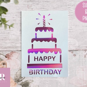 SVG: Geburtstagskuchenkarte. Herzlichen Glückwunsch zum Geburtstag. Geburtstagskuchen karte. Geburtstagskarte svg. Alles Gute zum Geburtstag svg. Geburtstagskuchen Karte svg. SVG/PNG
