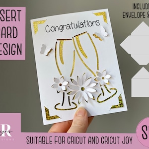 SVG: Tarjeta de felicitación con inserto. Compatible con Cricut Joy. Diseño de tarjeta para dibujar y cortar. Plantilla de sobre incluida. Tarjeta de felicitación con formato SVG de Cricut Joy