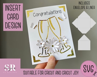 SVG: Congratulations insert card. Cricut Joy friendly. Draw and cut card design. Envelope template included. Cricut Joy congrats card SVG
