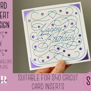 SVG: Geburtstagskarte. Cricut S40 Einlagekarte. Geburtstagskarte svg. Quadratische Geburtstagskarte. Geburtstagskartenschablone und Umschlag.