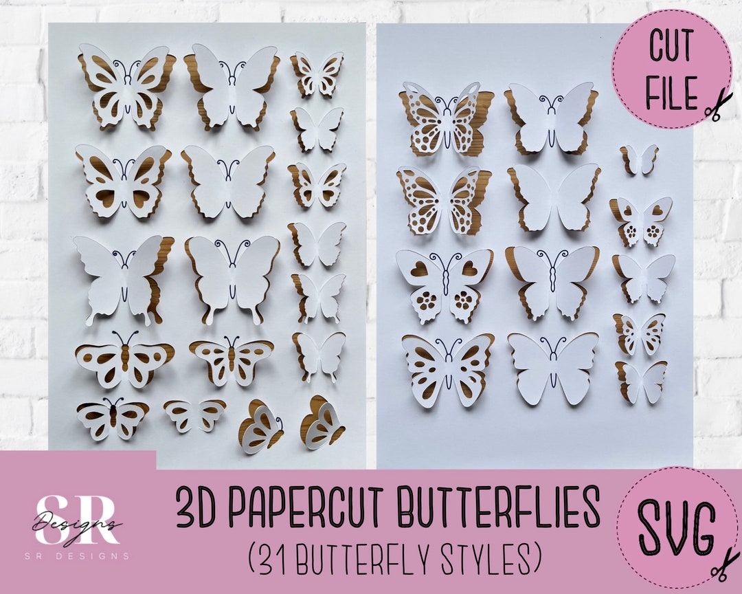 SVG: ‘pop Up’/ 3D Butterfly Bundle. 31 Pop up Butterflies. Digital ...