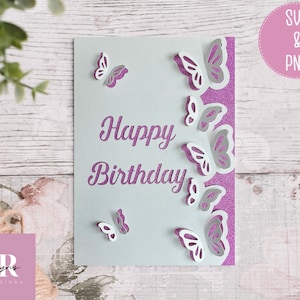 SVG: 'pop up'/ tarjeta de mariposa 3D. Tarjeta svg. Pop-up flores. Pop-up mariposa. Pop-up SVG. Tarjeta 3D svg. Tarjeta Cricut