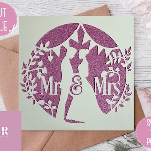 SVG: Wedding card. Celebration. Wedding svg. Mr & Mrs card. Anniversary card svg.