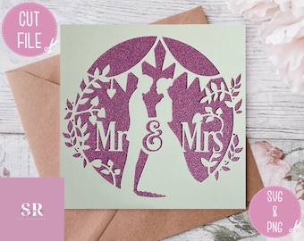 SVG: Wedding card. Celebration. Wedding svg. Mr & Mrs card. Anniversary card svg.
