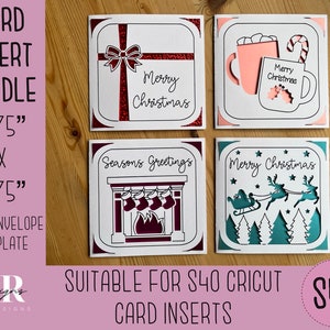 SVG: Kerst insert kaart bundel. Cricut S40 insteekkaart. Kerstkaart svg. Vierkante kerstkaart. Kerstkaart sjabloon en envelop.