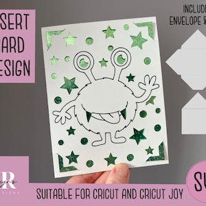 SVG: Monster Einlagekarte. Cricut Joy freundlich. Jungen Karte svg. Umschlagschablone inklusive. Monster karte svg. Cricut Joy Geburtstagskarte. SVG