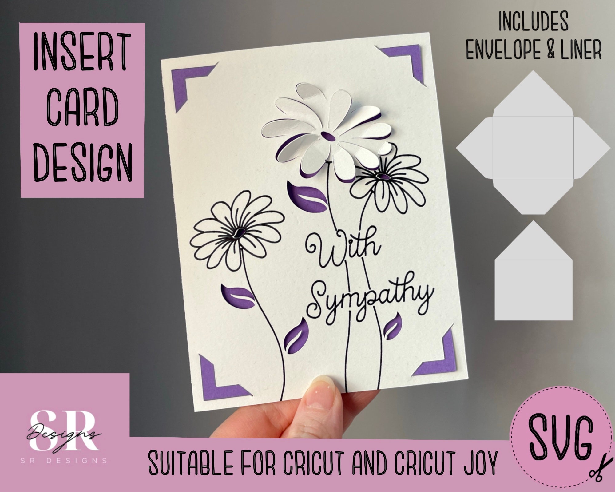 SVG: With Sympathy Insert Card. Cricut Joy Friendly. Draw and - Etsy