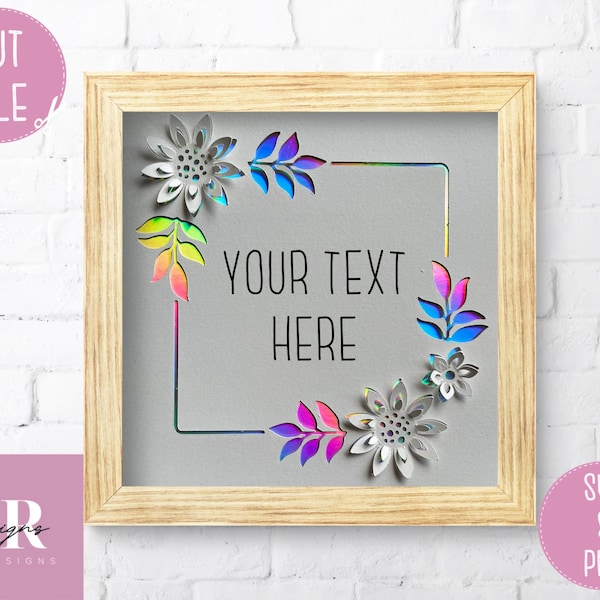 SVG: 3D/ ‘pop up’ Floral frame. Floral wreath. Square frame. Pop up card. Pop up flowers. Pop up svg. SVG/Png