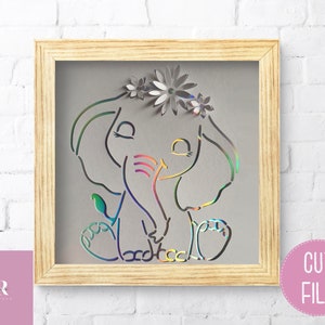 SVG: 3D süßer Elefant. digitaler Download. Süße Elefant Karte Schneidedatei. Kinderzimmer Dekor. Pop up Svg. 3D SVG.