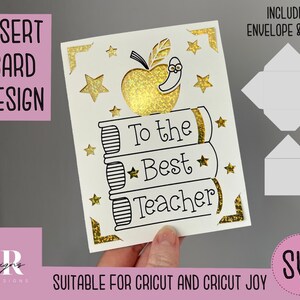 SVG: Lehrer einsteckkarte. Cricut Joy freundlich. Gezeichnetes und geschnittenes Kartendesign. Umschlagschablone inklusive. Cricut Joy Lehrerkarte SVG