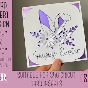 SVG: cartão de inserção de Páscoa. Cartão de inserção Cricut S40. Cartão de Páscoa svg. Modelo de cartão de Páscoa e envelope.