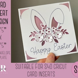 SVG: cartão de inserção de Páscoa. Cartão de inserção Cricut S40. Cartão de Páscoa svg. Modelo de cartão de Páscoa e envelope.