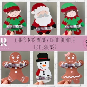 SVG: pacchetto di carte di denaro di Natale. Possessore di denaro di Natale. Cricut Joy amichevole. Money holder bundle svg. Cartolina di Natale svg. Money card svg.