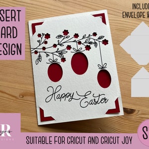 SVG: paasinsteekkaart. Cricut Joy-vriendelijk. Teken en snij een kaartontwerp. Envelopsjabloon inbegrepen. Cricut Joy paaskaart SVG