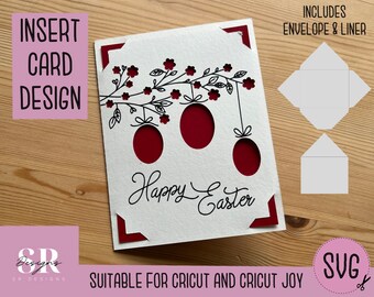 SVG: Easter insert card. Cricut Joy friendly. Draw and cut card design. Envelope template included. Cricut Joy Easter card SVG