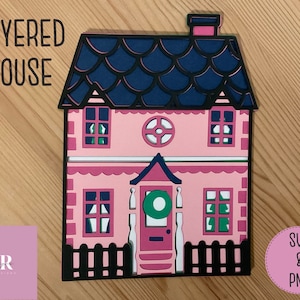 SVG: 3D layered House. Paper cutting. Layered svg. House svg. Layered house svg. 3D SVG. 3D House svg. Christmas village svg.