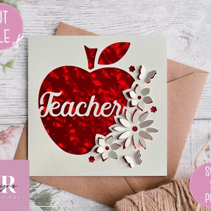 SVG: ‘pop up’/ 3D Floral teacher apple. Digital download. Teacher appreciation card. Teacher card. Floral pop ups.Pop up SVG. 3D SVG.