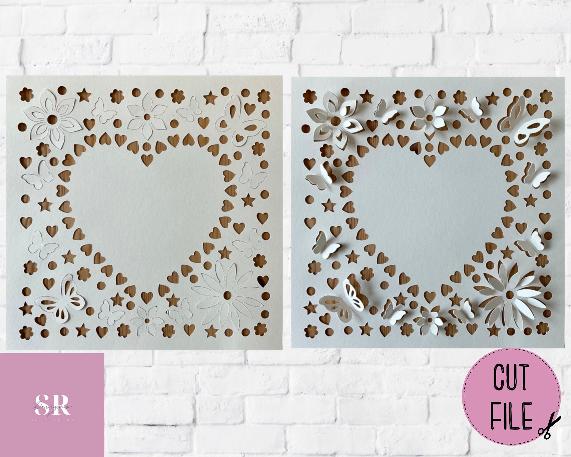 SVG: 3D Heart Frame. Pop up Heart Frame Svg. Card Cutting File. Pop up ...