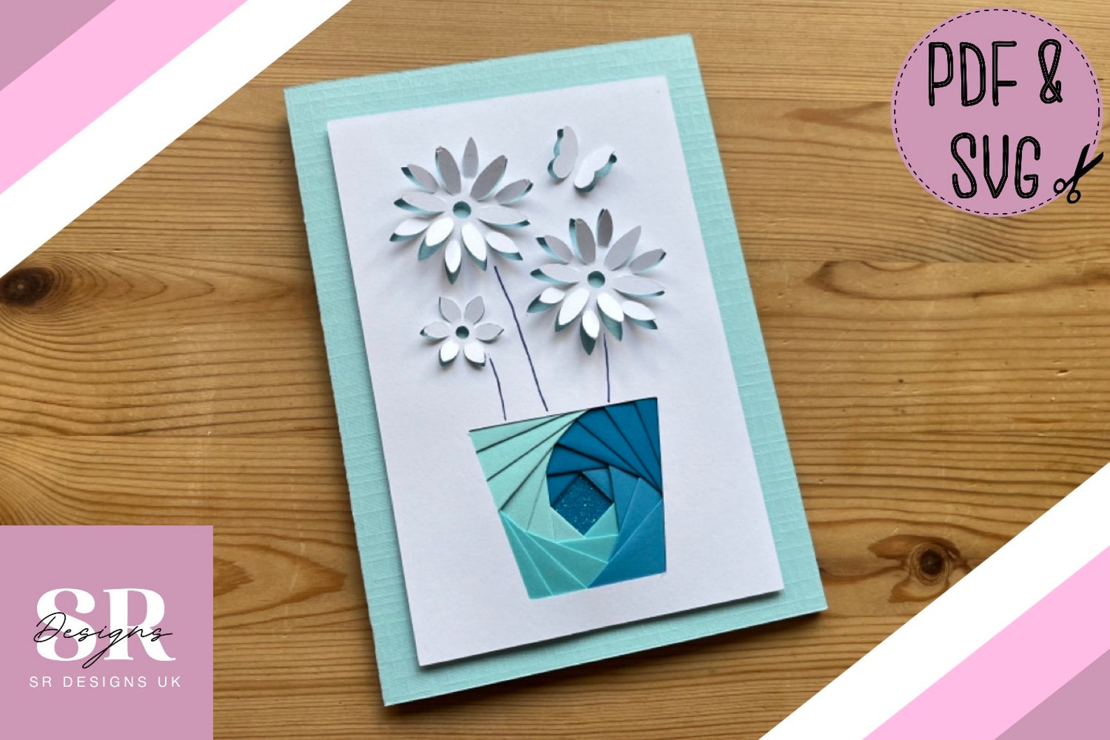Flower Pot ‘popup’ Iris Folding Pattern Template PDF & SVG. Iris ...