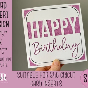 SVG: Geburtstagskarte. Cricut S40 Einlagekarte. Geburtstagskarte svg. Quadratische Geburtstagskarte. Geburtstagskartenschablone und Umschlag.