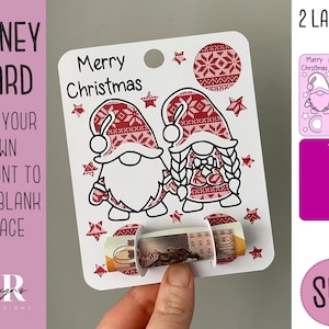SVG: carta di denaro gnome di Natale. Cricut Joy amichevole. Possessore di denaro di Natale. Portavalute svg. Cartolina di Natale svg. Money card svg.