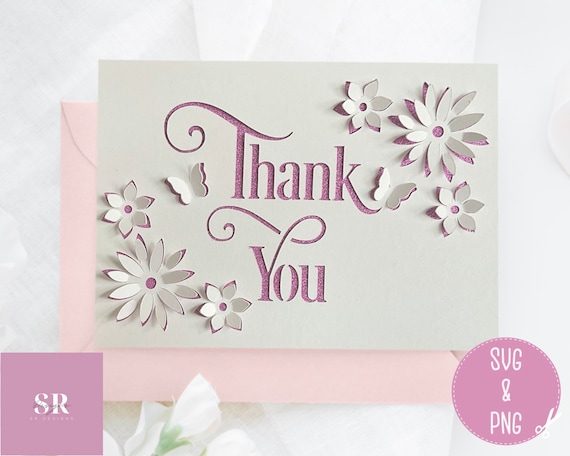 SVG: 3D/ ‘pop up’ Thank you card. Thank you card svg. Pop up card. Pop up flowers. Pop up svg. 3D butterfly. SVG/PNG
