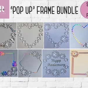 SVG: 3D/ ‘pop up’ Flower wreath/frame bundle. Floral wreath. Pop up card. Pop up flowers. Wreath svg. Pop up svg. Pop up flowers. SVG/PNG.