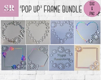 SVG: 3D/ &#39;pop up&#39; Blumenkranz/Rahmenpaket. Blumenkranz. Pop up Karte. Pop up Blumen. Kranz svg. Pop up Svg. Pop up Blumen. SVG/PNG.