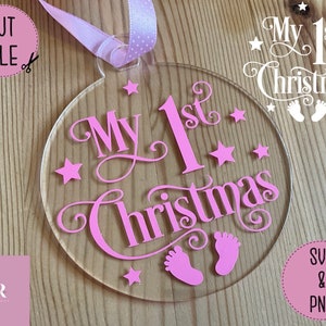 SVG: Meine erste Weihnachtskugel. Mein erstes Weihnachtssvg. Baby Weihnachtskugel svg. Wunsch-Weihnachtsschrift. Baby es 1. Weihnachten.