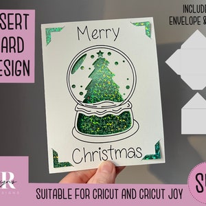 SVG: Kerstinzetkaart. Cricut Vreugde vriendelijk. Teken en knip kaartontwerp. Envelop sjabloon inbegrepen. Cricut Joy Kerstkaart SVG