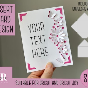 SVG: 3D Floral kaart lege insert kaart. Cricut Vreugde vriendelijk. Teken en knip kaartontwerp. Envelop sjabloon inbegrepen. Cricut Joy kaart Blank SVG