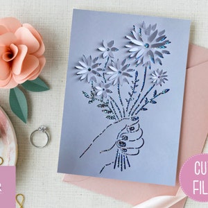SVG: 3D Blumenstrauß. Digitaler Download. Scherenschnitt. 3d Blume svg. Pop up svg. 3d svg.