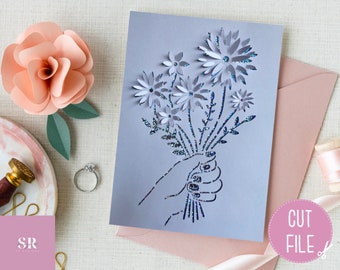SVG: 3D flower bouquet. Digital download. Paper cutting. 3d flower svg. Pop up svg. 3d svg.