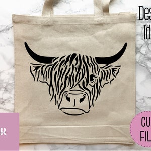 SVG: Highland cow. Highland cow card cut file. Highland cow svg. Vinyl highland cow. image 2