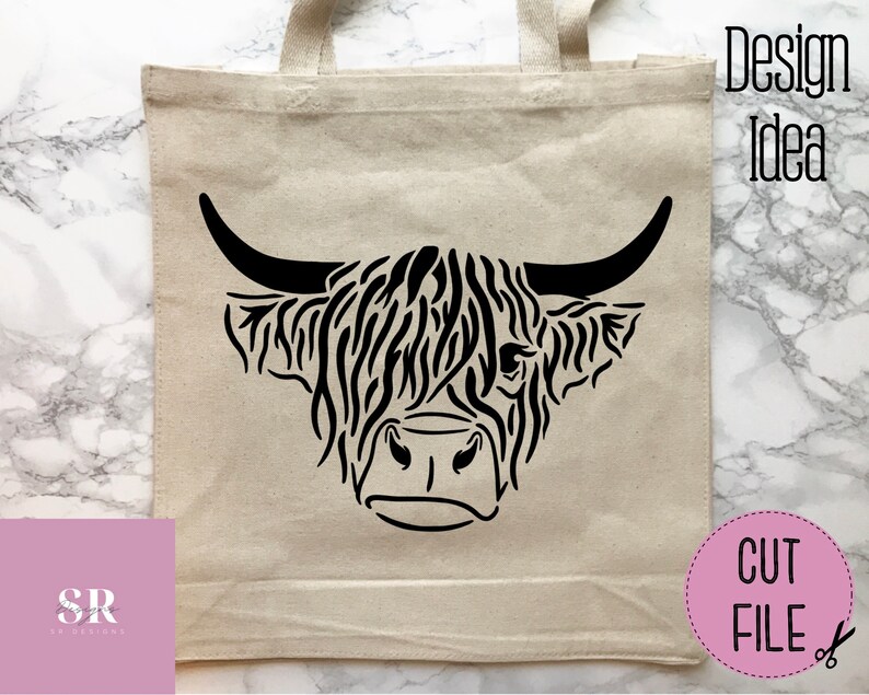 SVG: Highland cow. Highland cow card cut file. Highland cow svg. Vinyl highland cow. image 2
