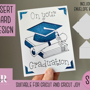 SVG: Afstudeerinzetkaart. Cricut Vreugde vriendelijk. Teken en knip kaartontwerp. Envelop sjabloon inbegrepen. Cricut Joy afstudeerkaart SVG