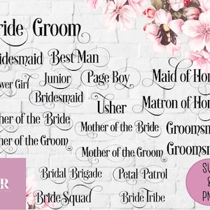 Wedding party SVG bundle. 20 designs. Bridal party quotes. Wedding quote bundle. Wedding party quotes svg. Personalised wedding svg.