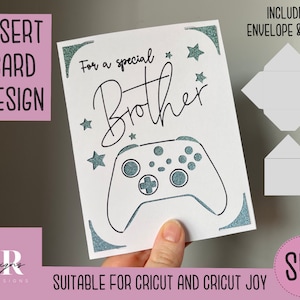 SVG: Broer verjaardagskaart. Broer gamer kaart svg. Teken of gesneden kaartontwerp. Envelop sjabloon inbegrepen. Cricut Joy broederkaart SVG