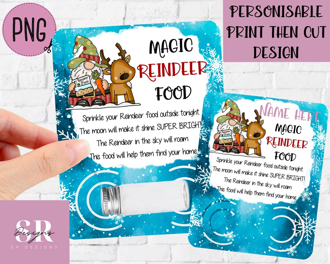 PNG: Reindeer Food Card. Reindeer Food Holder. Reindeer Card PNG. Christmas Card Png. Printable ...