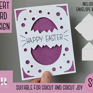 SVG: Easter insert card. Cricut Joy friendly. Draw and cut card design. Envelope template included. Cricut Joy Easter card SVG