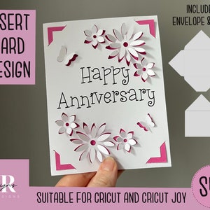 SVG: Anniversary insert card. Cricut Joy friendly. Draw and cut card design. Envelope template included. Cricut Joy Anniversary card SVG