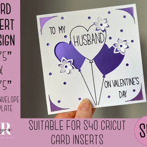 SVG: Cartão de inserção do Dia dos Namorados do Marido. Cartão de inserção Cricut S40. Cartão de dia dos namorados do marido svg. Modelo de cartão de dia dos namorados e envelope.