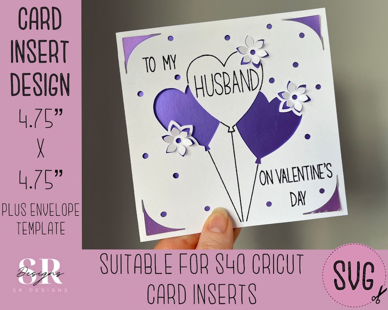 SVG: Husband Valentines Insert Card. Cricut S40 Insert Card. Husband ...