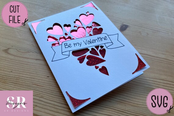 SVG: Valentines Day Insert Card. Cricut Joy Friendly. Draw 